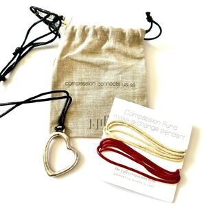 J. JILL Silver Heart Pendant Interchangeable Cord Necklace Set | NWT in Dustbag